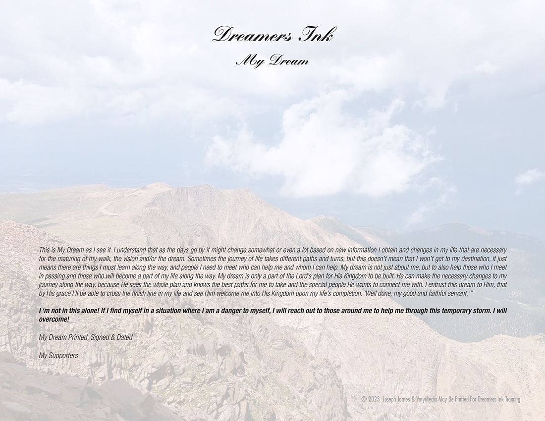 DREAMERS INK DREAM CERTIFICATE | JOSEPH JAMES