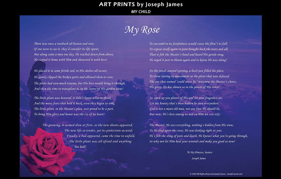 MY ROSE Poem & Art Print by Joseph James